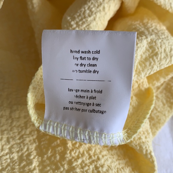 OAK + FORT YELLOW CREPE TIE FRONT CROP TOP - Picture 6 of 6